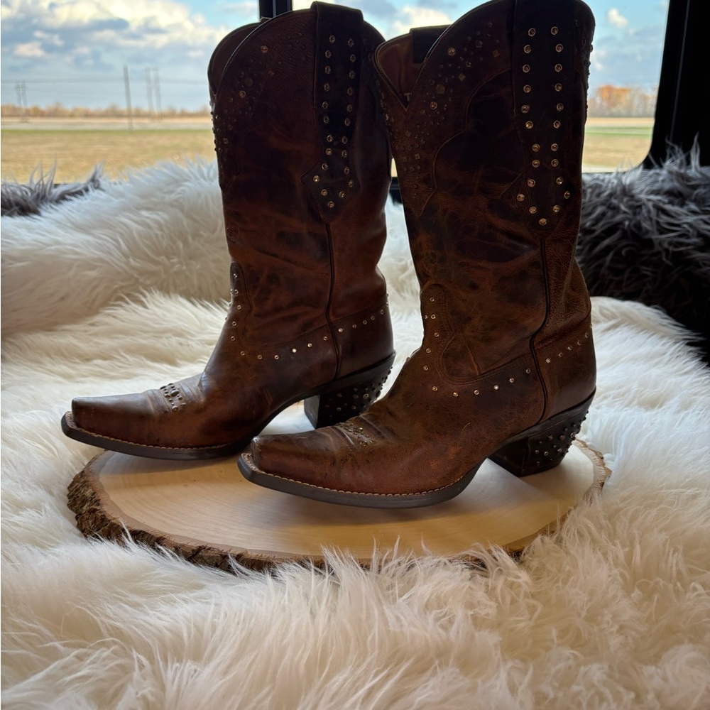 Ariat Dark Brown Studded Heeled Boots